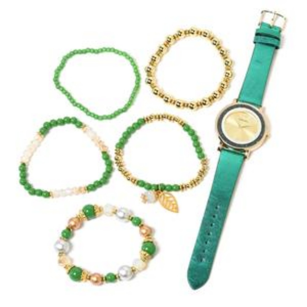 STRADA watch with beaded bracelet set.